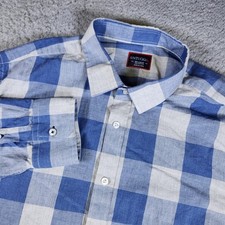 Untuckit Long Sleeve Button Front Plaid Dress Shirt Blue White Checkered XXL