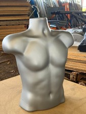 Silver Male Hanging Half Body Form Matt Plastic Display Torso Mannequin