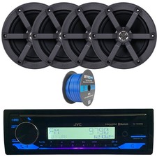 JVC KD-T92MBS Single DIN AM/FM CD Player Receiver, 4x 6.5" 100W Speaker, Wiring