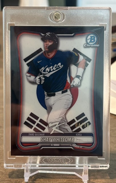 2026 Bowman Chrome Shay Whitcomb WBC Flag Variation Black Refractor /10 #WBC-80
