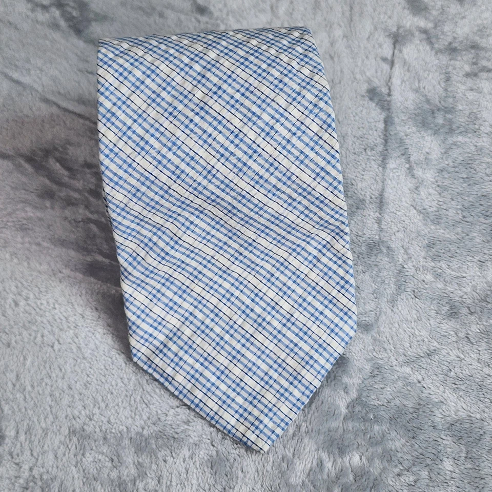 Vestido De Colección Brooks Brothers Makers Corbata Azul Blanco A Cuadros Seda Negocios Leer* Foto 2 de 4