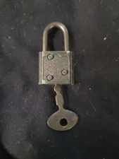 Vintage Mini Silver Padlock Lock with Key Miniature 1 1/4" - WORKS