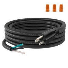Replacement Power Cord 20 FT 12-Gauge 3-Prong with Three Screw Terminals