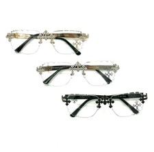Unisex Gold/Silver Triple Cross Design Lens ICED-OUT Non-Prescription Glasses