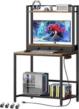 Computer Desk with Hutch and Drawers Home Office Desk with Power Outlets Gaming