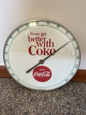 Thermomètre rond métal et verre 12" original années 60 Things Go Better With Coke