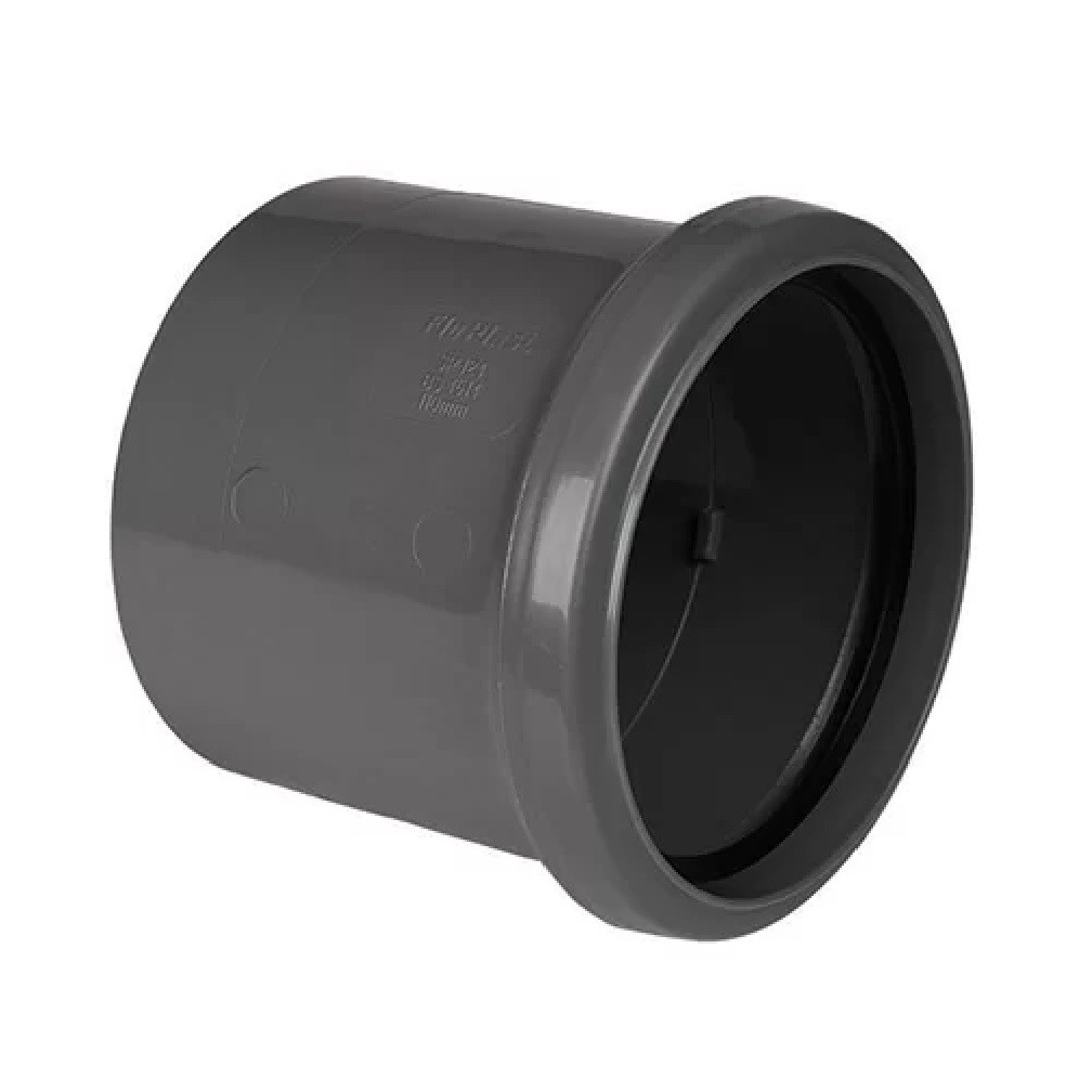 FloPlast Ring Seal Soil Coupling Single Socket - 110mm Anthracite Grey - Image 2