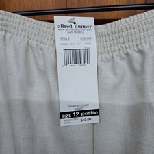 NWT Alfred Dunner Classic Fit Pull On Pants Size 12P Short LINEN High Rise