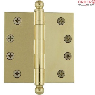 Steel Door Hinge 4x4 Inch Polished Brass Heavy Duty Square Corners