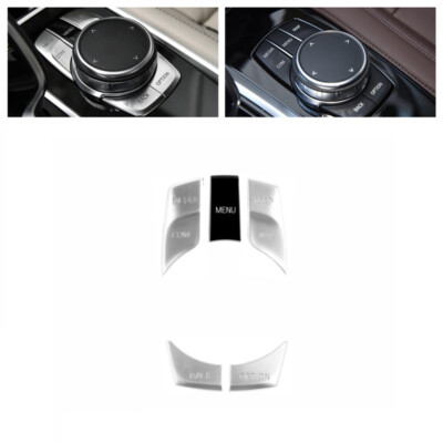 Silver + Black Car Central Multimedia Button Fix Trim Fit BMW 5 6 7 G30 2018-22