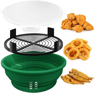 Collapsible Batter Bowl With Lid: Fish Breader Shaker Bowl Easy Mess Free Better