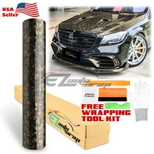 Forged Gloss Carbon Fiber Black Gold Car Vinyl Wrap Air Release Sticker Sheet