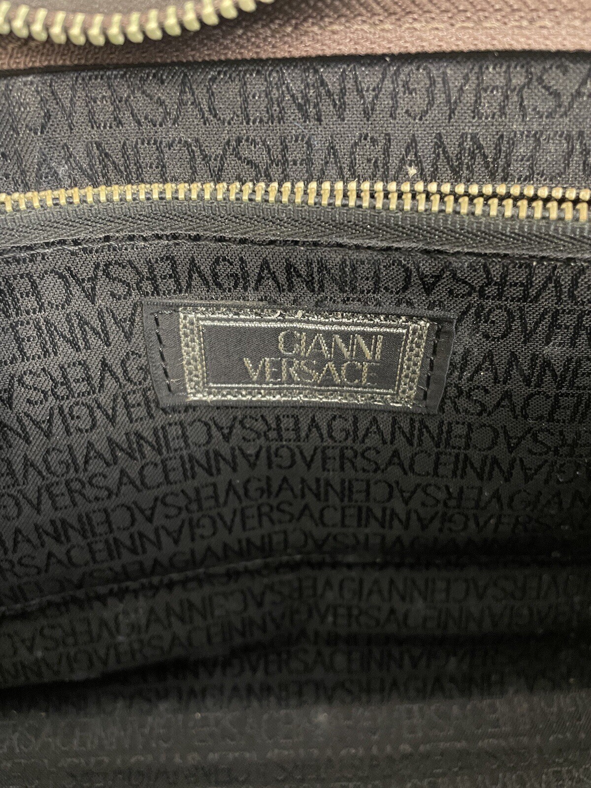 Authentic VERSACE Brown Patterned Leather Plate L… - image 11