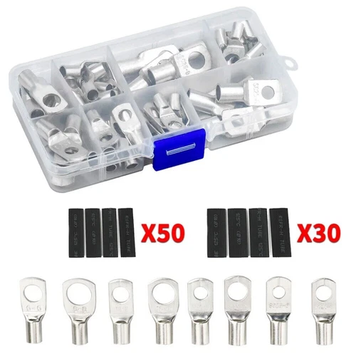 Juego de terminales de anillo de terminales de cobre de 140 piezas Kit de conectores de crimpado de cable eléctrico - Imagen 17 de 17