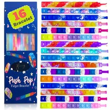 16pcs Fidget pop Bracelet Wearable Push Popping Bubble Sensory Toys and Fidget