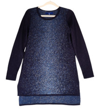 Apt 9 Sweater Mini Dress Womens Size M Blue Hombre Metallic Sheath Party Festive