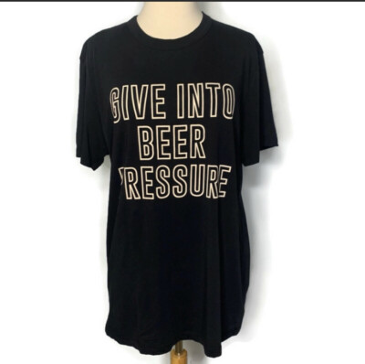 Chaser Men s Black Crew Neck Give Into Beer Pressure Graphic Tee Shirt L