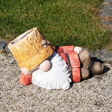 Image of Rustic Laying Garden Gnome Planters MGO Novelty Outdoor Terrace Plant Flower Pot
