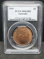 Australia 1949  PENNY PCGS Graded MS63 RD