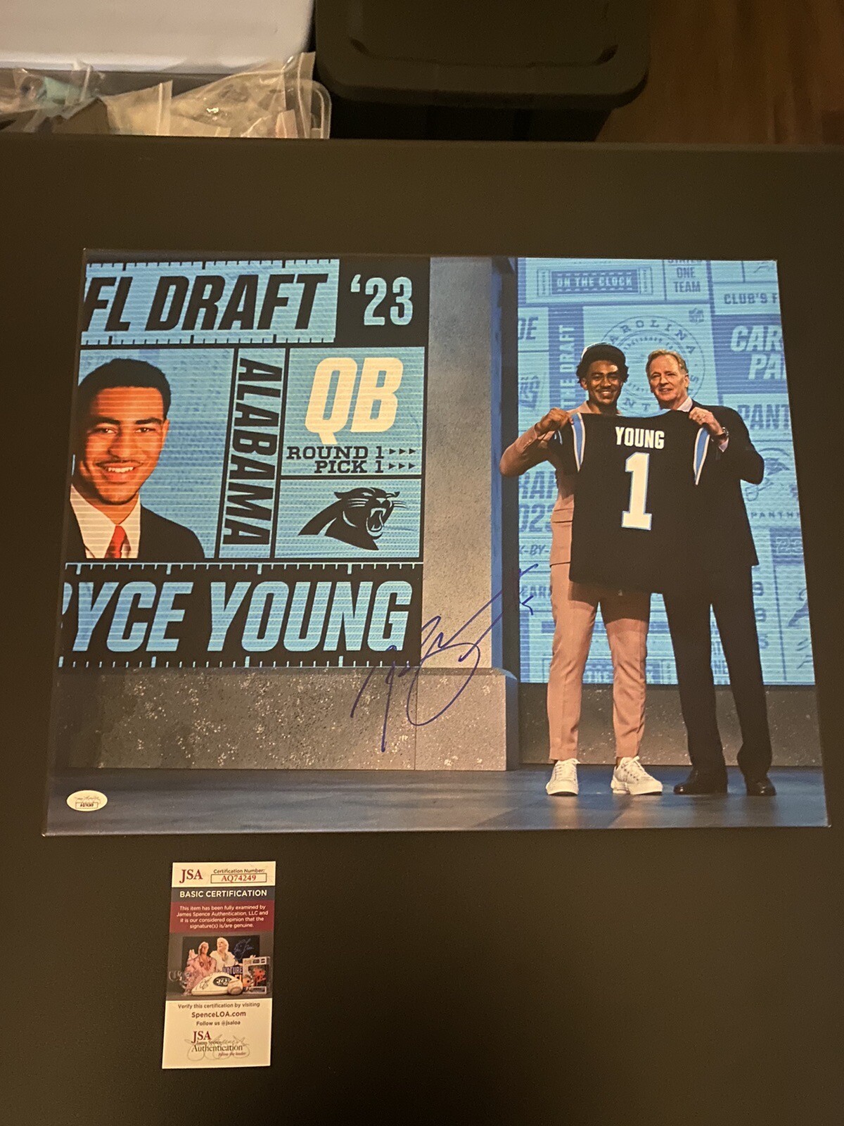 Bryce Young Autographed Signed Carolina Panthers 16x20 Draft Day Canvas Jsa Coa 