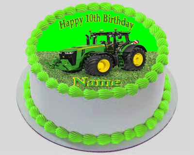 Tractor John Deere Real Edible Icing Cake Topper Party Image