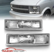 1995-2005 For Chevy Astro Van Euro Chrome Clear Bumper Signal Lights Pair