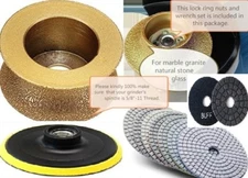 3/4" Full Bullnose Router Bit 4" Polishing Pad buff 35+1 granite masonry marble
