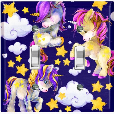Metal Light Switch Cover Wall Plate Unicorn Three Cloudy Star
