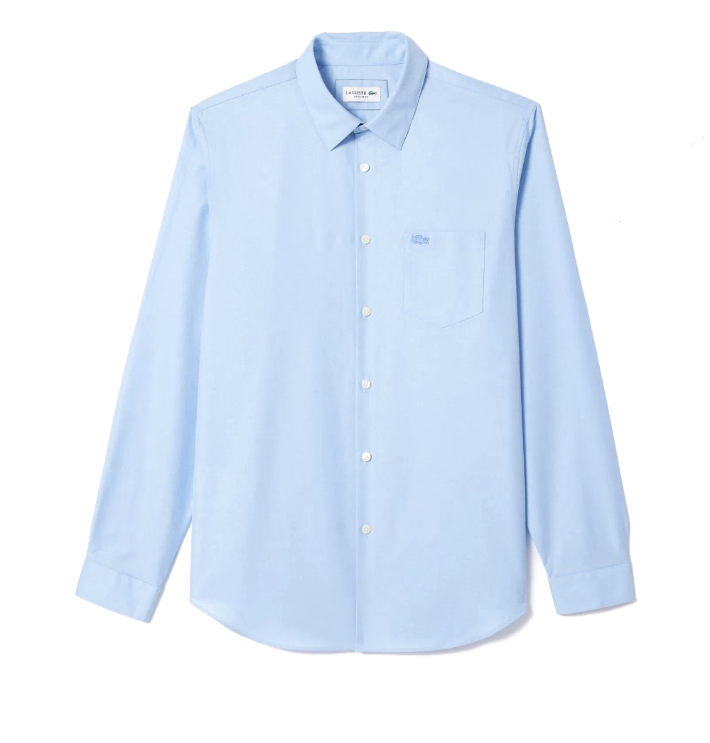 NEW* Men Lacoste Regular Fit Solid Cotton Shirt BLUE (CH8522