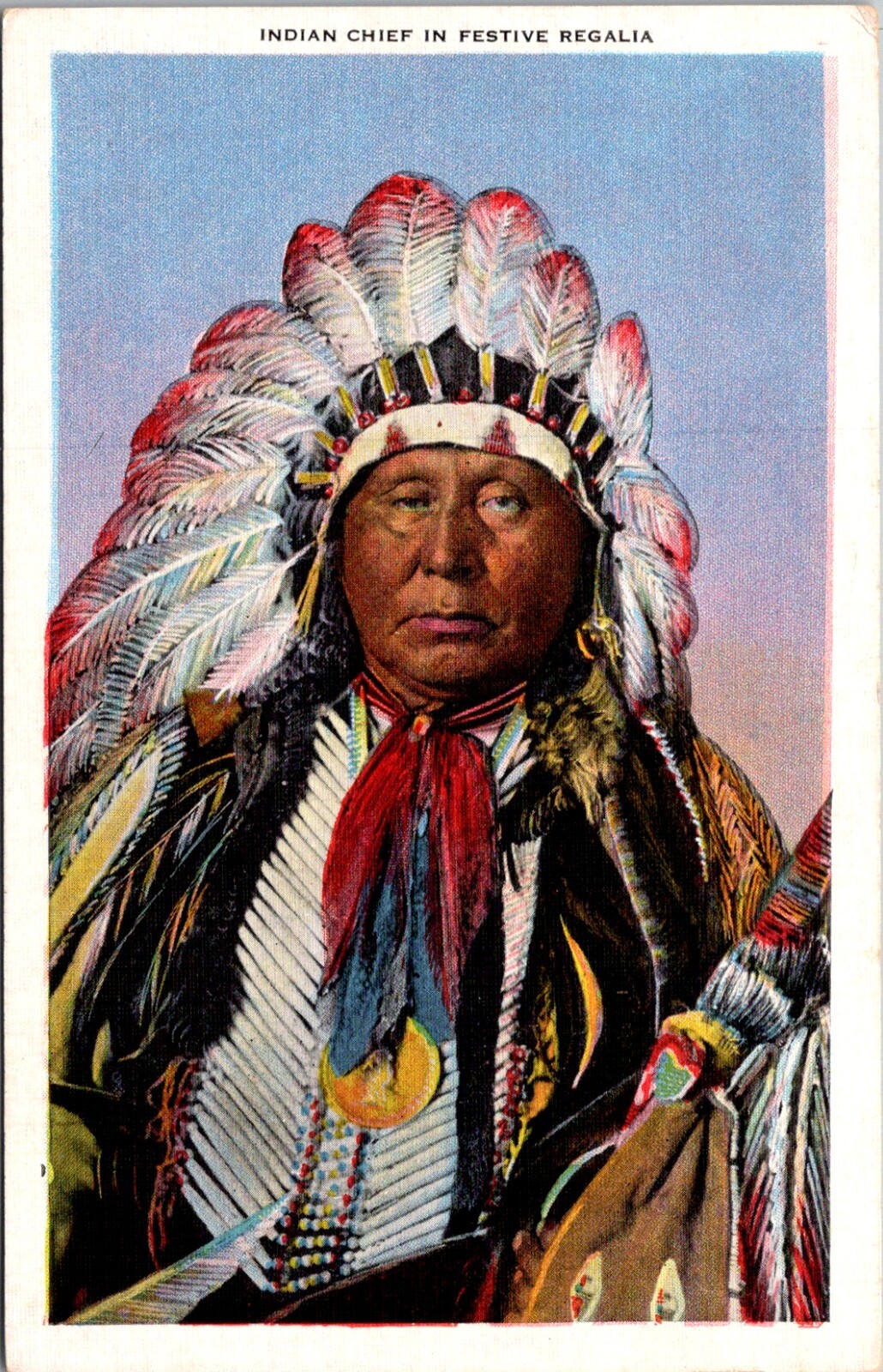 Portrait of the Native American Indian Chief posted 1944 Vintage Postcard  24156