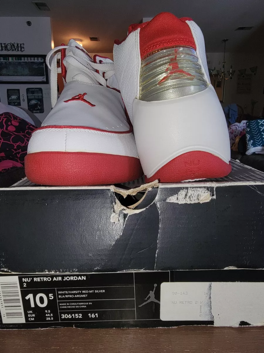 2003 Nu Retro Air Jordan 2 White Varsity Red Men US Sz 10.5 W Box