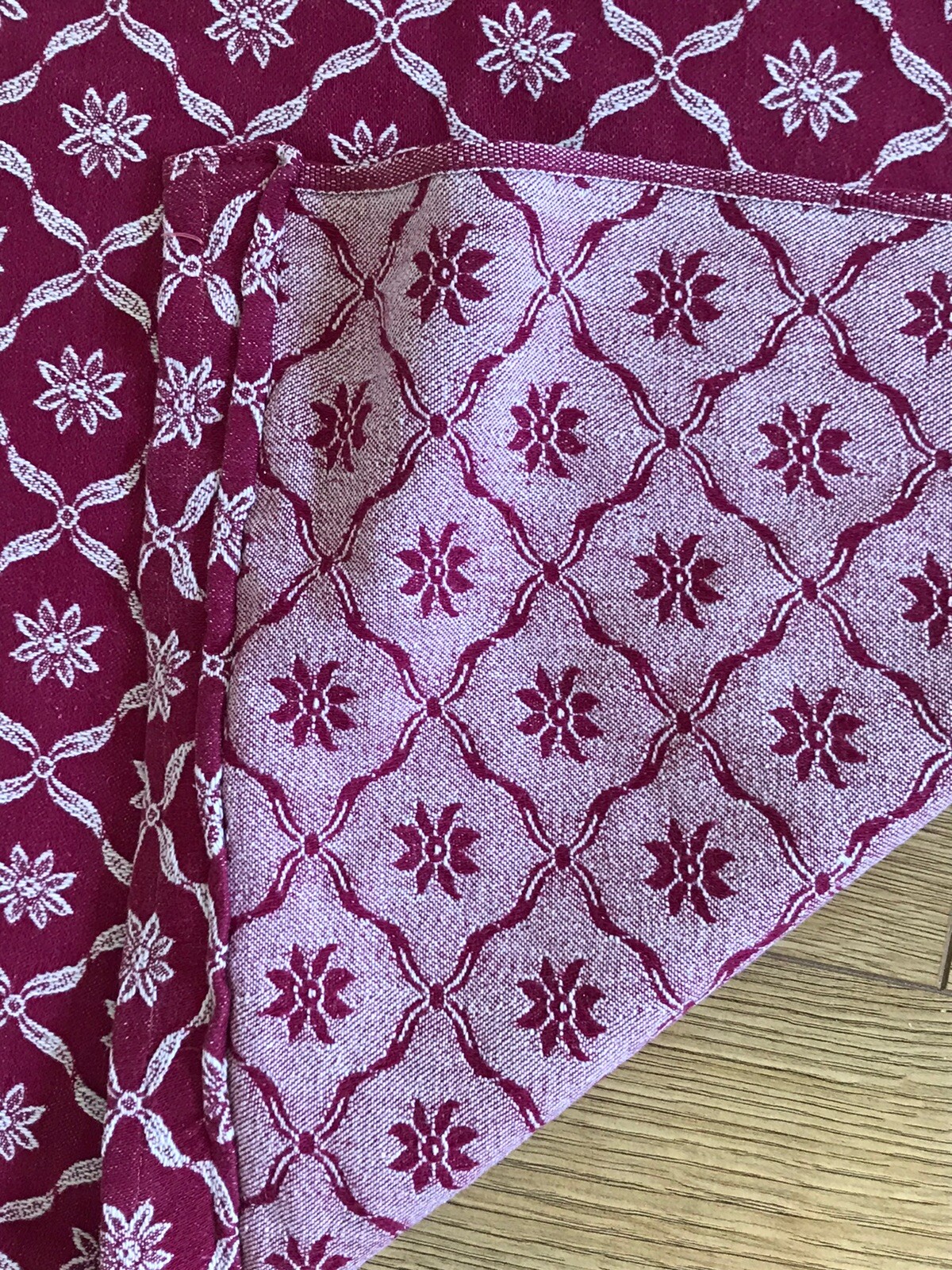 Vintage  Red Barkcloth  Curtains - Mid-century  Original 4