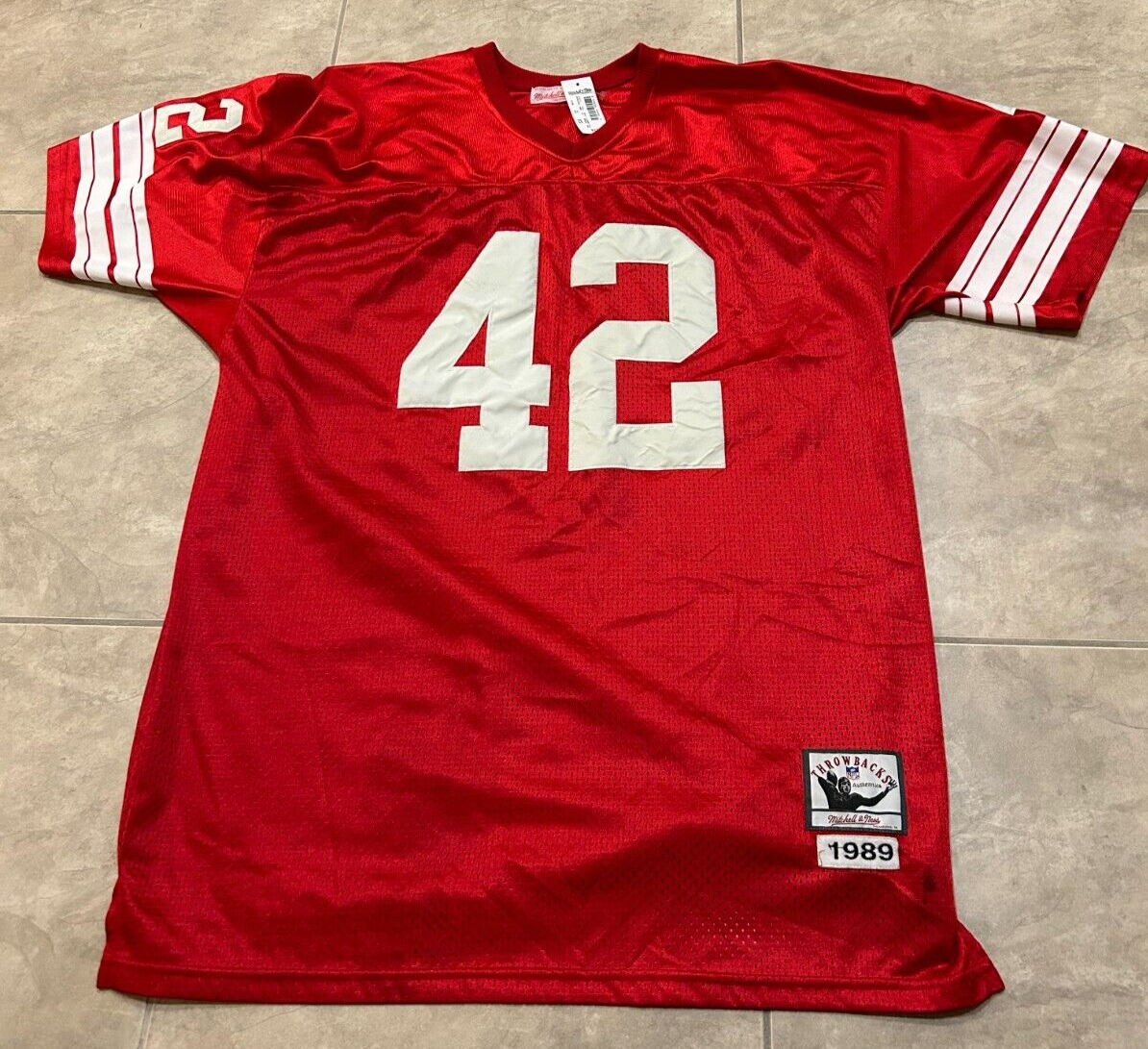 Ronnie Lott 42 Throwback Mitchell Ness San Francisco 49ers Red