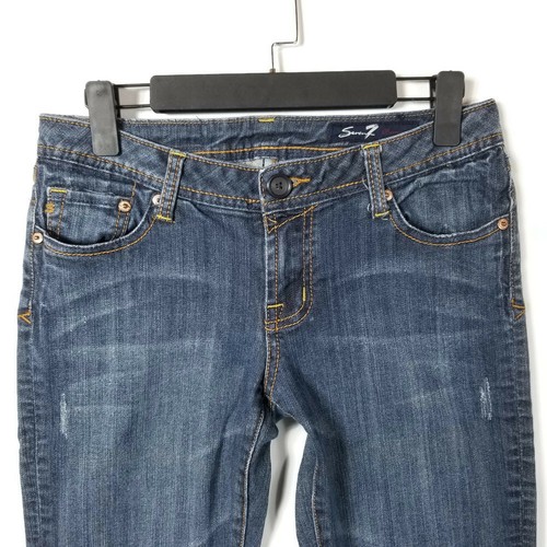 Seven7 Premium Bootcut Jeans Womens 30 Medium Wash Distressed Stretch 30x33 - Picture 2 of 10