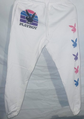 playboy white joggers small pants | eBay