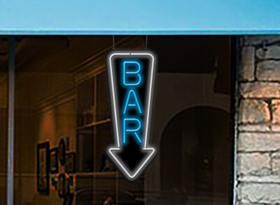 Vertical Bar with Down Arrow Neon Sign Hand Bent Easy Installation Advertise
