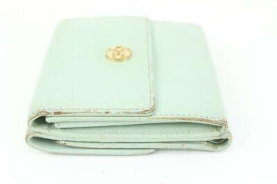 Chanel Seafoam Green Calfskin Button Line Compact Trifold Wallet
