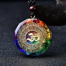 Resin Orgonite 7 Chakra Pendant Necklace Healing Crystal Unisex Energy Amulet