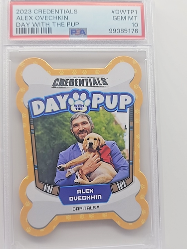 2023-24 UD Credentials Alex Ovechkin Day with the Pup #DWTP-1 PSA 10 Gem Mint - Picture 2 of 16