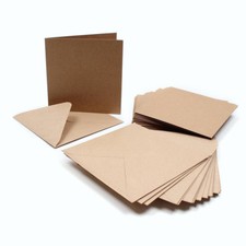 Pack 50 Blank Kraft Cards & Envelopes 280gsm Brown Recycled 4 Sizes Available