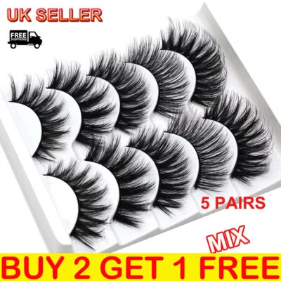 BEAUTYLIFE4U-UK 5Pair 3D Long Eyelashes Natural Fluffy Wispy Thick Soft Mink False Eye Lashes UK