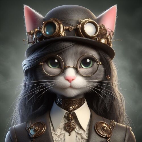 digital image OOAK. Cat Steampunker. - Picture 1 of 1