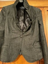 Bnwot Armani Jeans Grey Denim Jacket Blazer Uk Size 10 Tall Fit