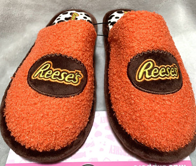 NEW Reese's Peanut Butter Cup Kids' Slip-On Mule Sherpa Slippers Size Small 13/1