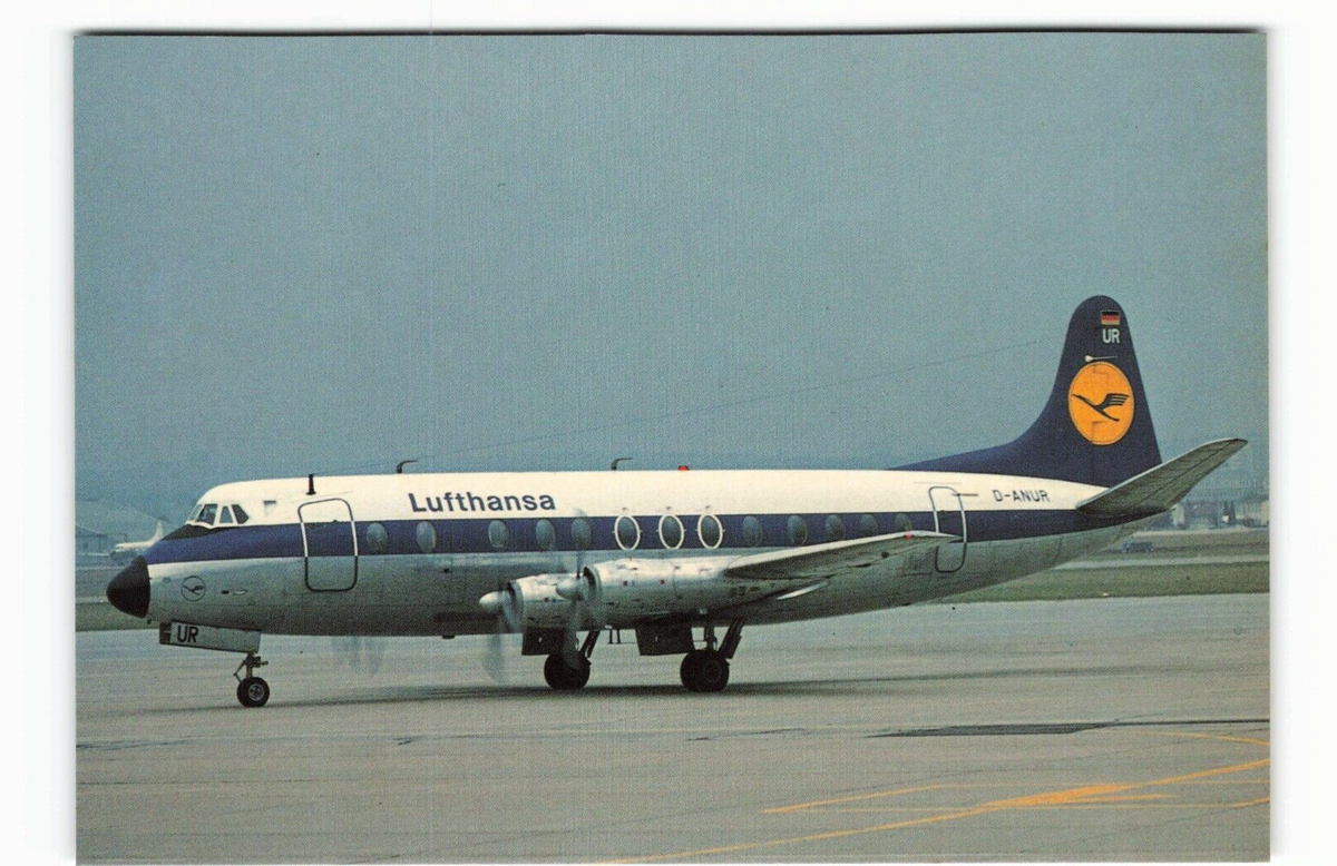 Postcard Airline LUFTHANSA Vickers Viscount 814 D-ANUR