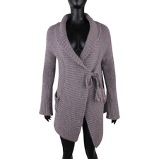 Odd Molly Purple Chunky Knit Alpaca Wool Blend Wrap Cardigan Size 3 UK 14