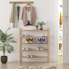 5 Tier Bamboo Shoe Rack for Closet, Stackable Shoe Rack - NEW in Box