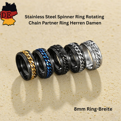 Stainless Steel Spinner Ring Rotating Chain Partner Ring Herren Damen