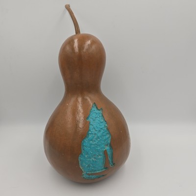 Handmade Gourd Southwestern Art Turquoise Color Stone Signed Dated Numbered 12''