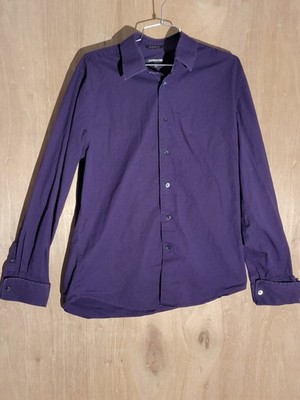 express 1mx button up shirt mens size M long sleeve collard purple